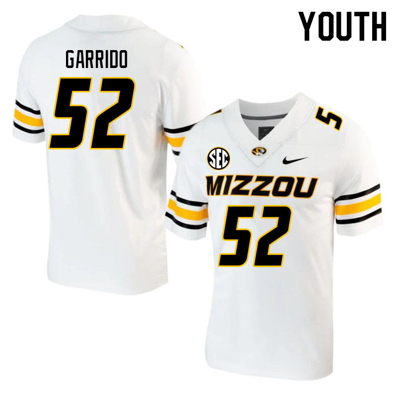 Youth #52 Vic Garrido Missouri Tigers College 2023 Football Stitched Jerseys Sale-White